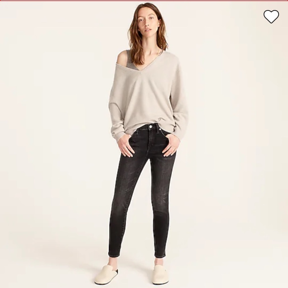J Crew 9" High-Rise Toothpick Jean in Charcoal Wash